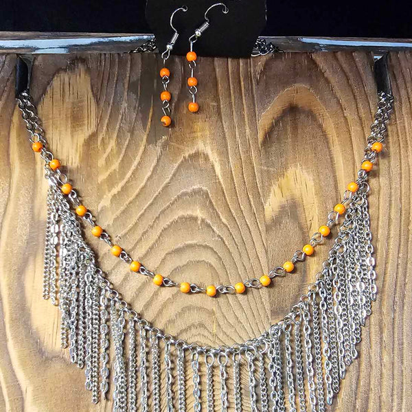 Fierce In Fringe ~ Orange Necklace