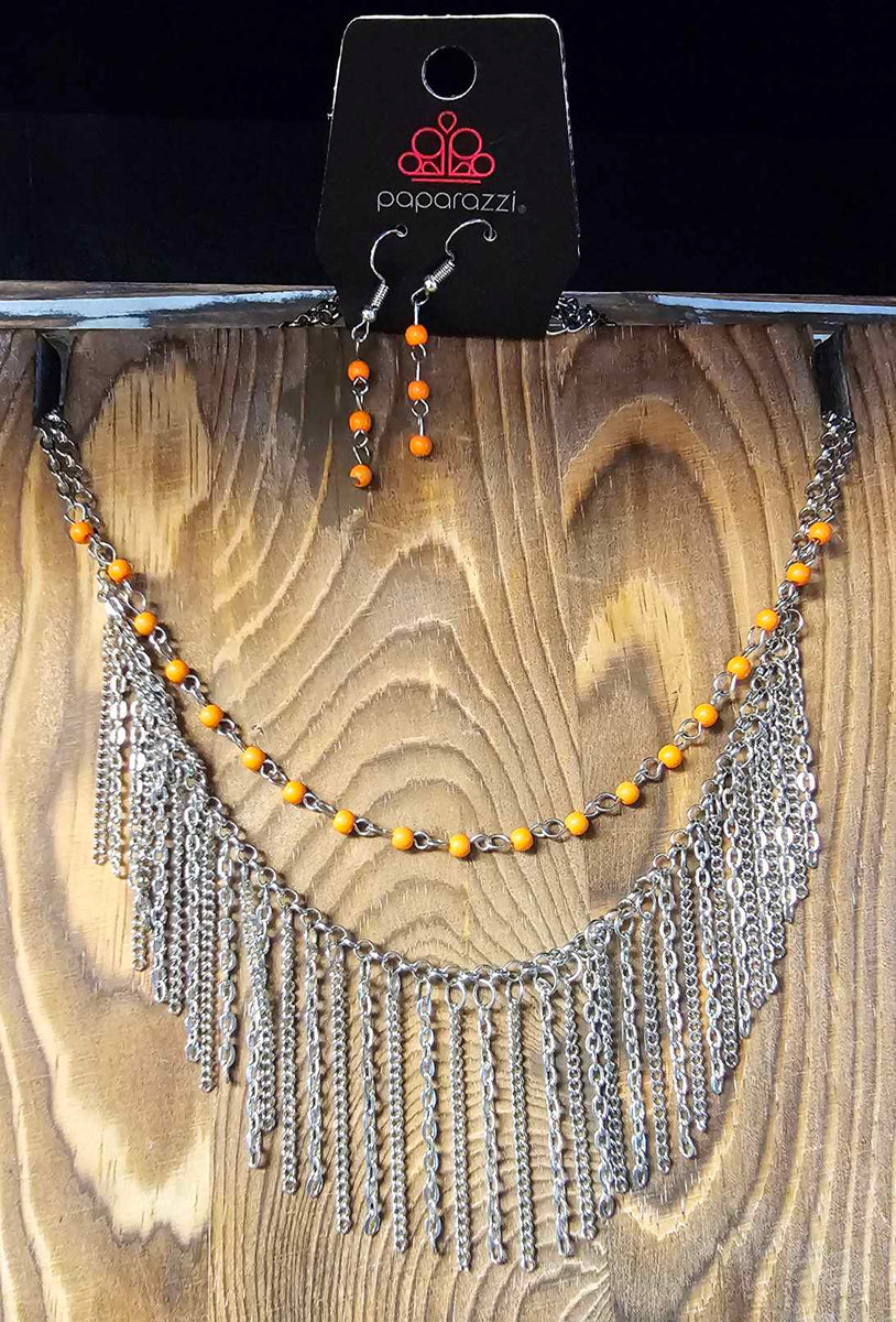 Fierce In Fringe ~ Orange Necklace