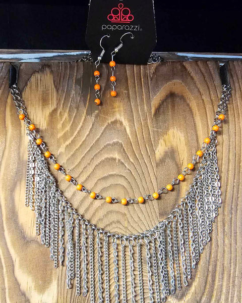 Fierce In Fringe ~ Orange Necklace