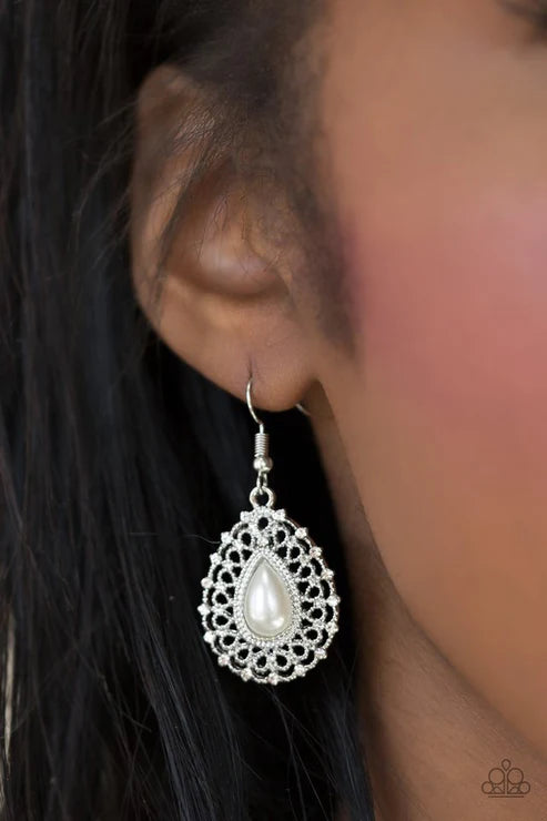 Court Chic ~ White Earrings