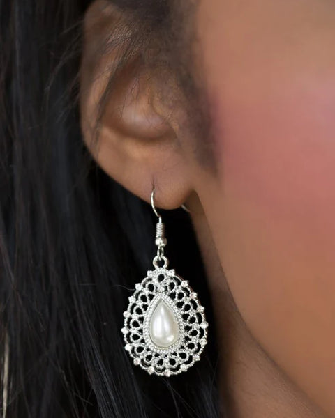 Court Chic ~ White Earrings