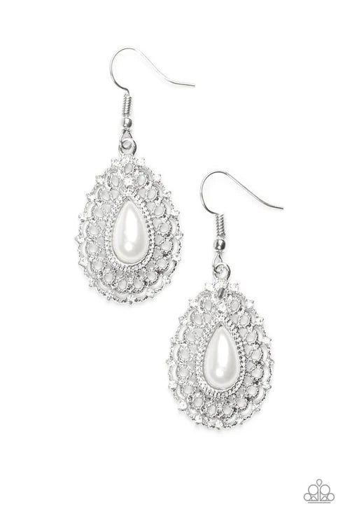 Court Chic ~ White Earrings