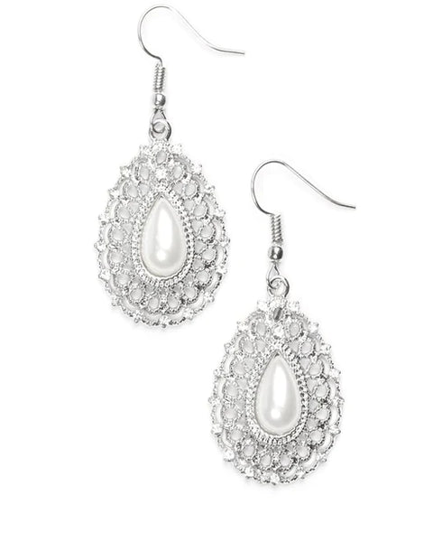 Court Chic ~ White Earrings