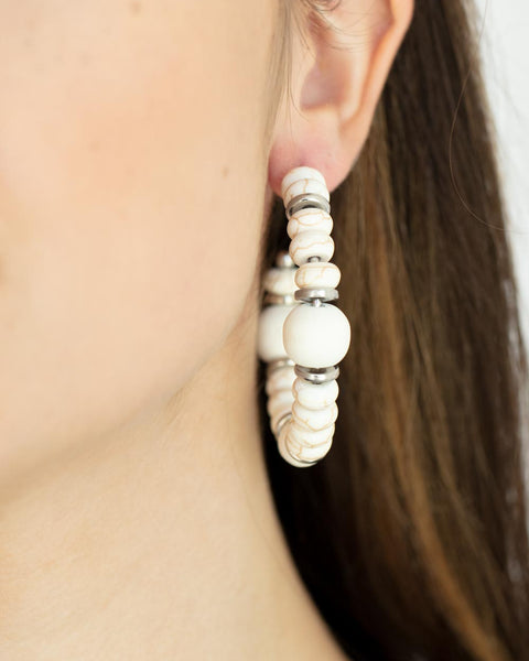 Definitely Down-to-Earth ~ White Earrings