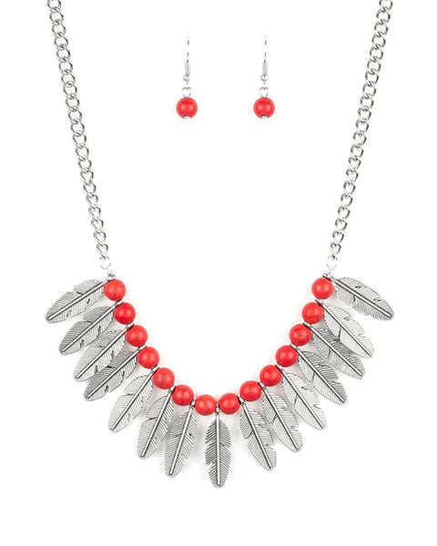 Desert Plumes ~ Red Necklace