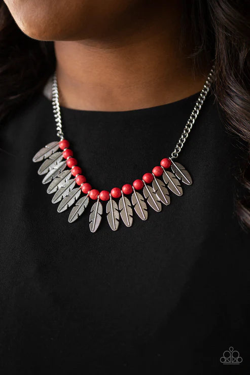 Desert Plumes ~ Red Necklace