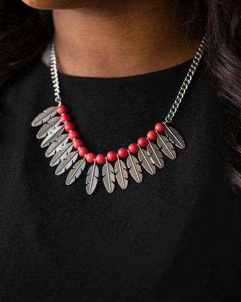 Desert Plumes ~ Red Necklace