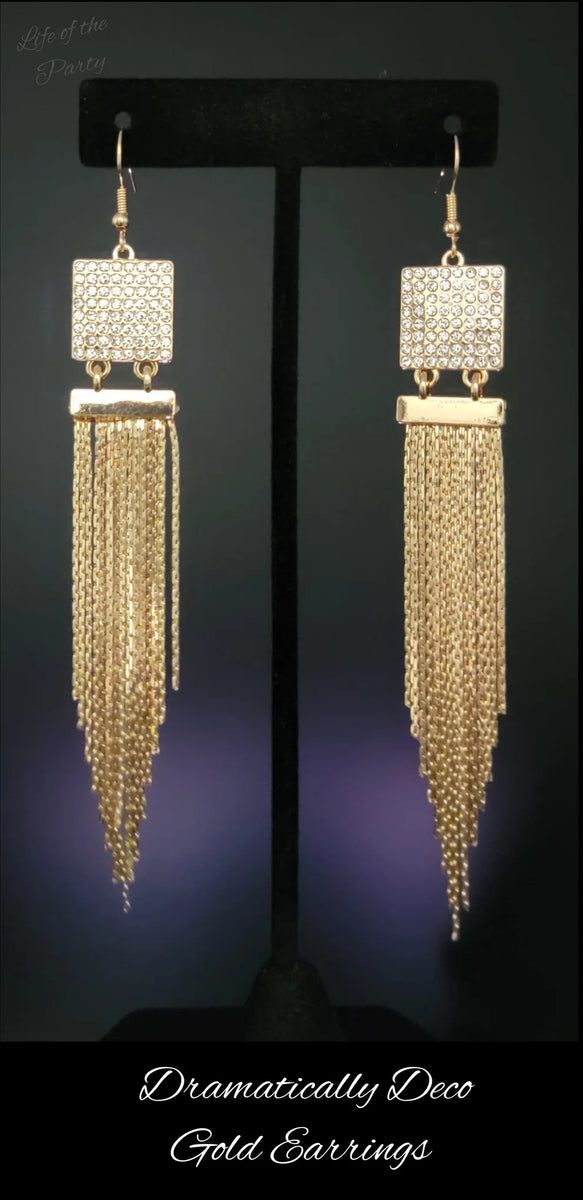 Dramatically Deco ~ Gold Earrings