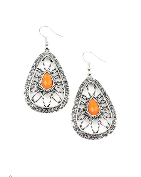 Floral Frill ~ Orange Earrings
