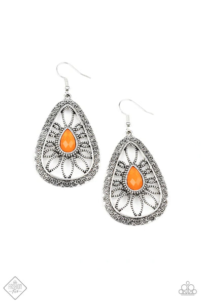 Floral Frill ~ Orange Earrings