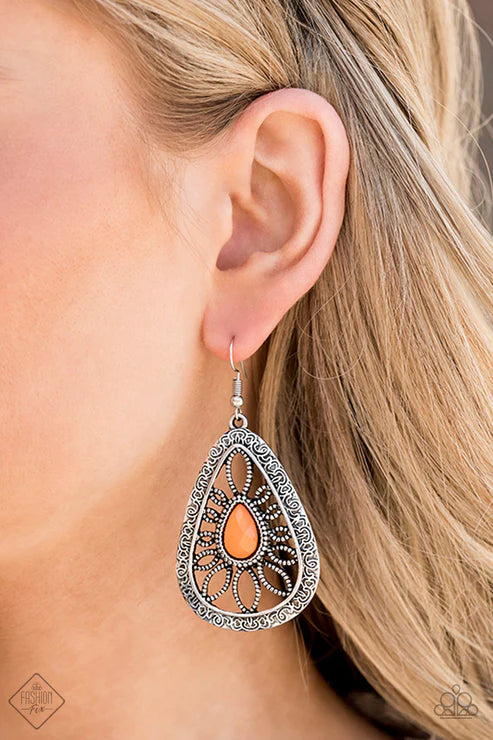 Floral Frill ~ Orange Earrings