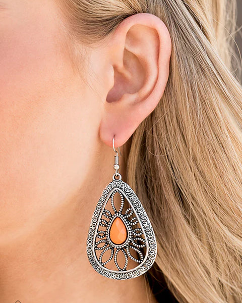 Floral Frill ~ Orange Earrings