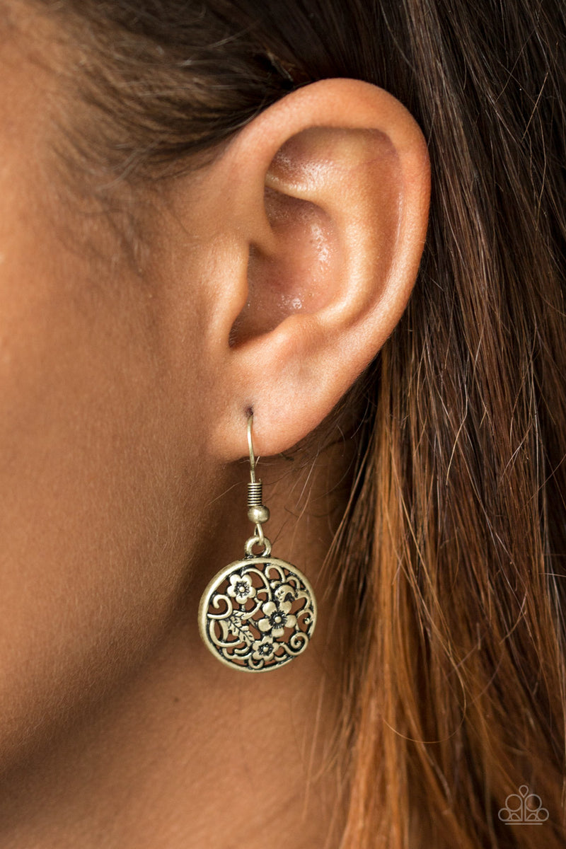 Flower Patch Perfection ~ Brass Earrings