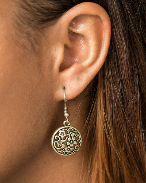 Flower Patch Perfection ~ Brass Earrings