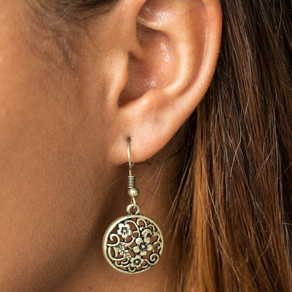 Flower Patch Perfection ~ Brass Earrings