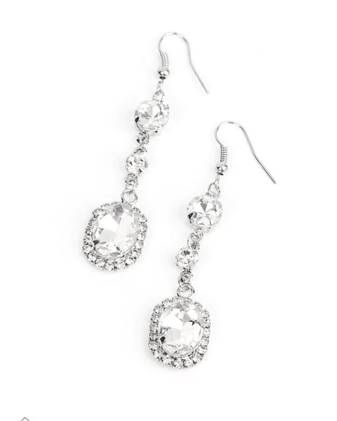 Glass Slipper Sparkle ~ White Earrings