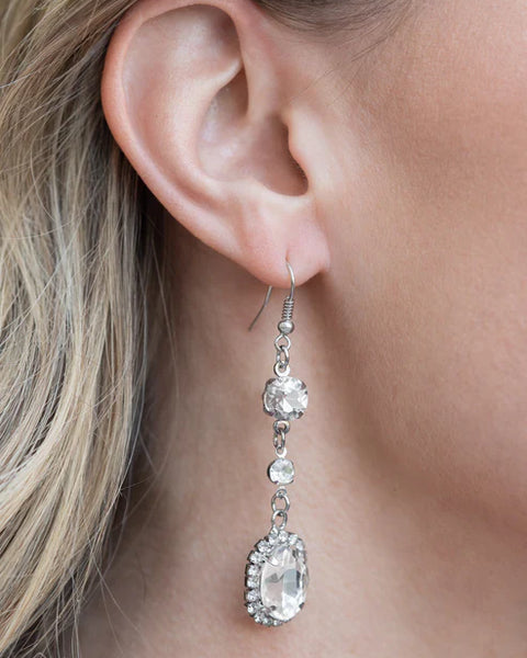 Glass Slipper Sparkle ~ White Earrings