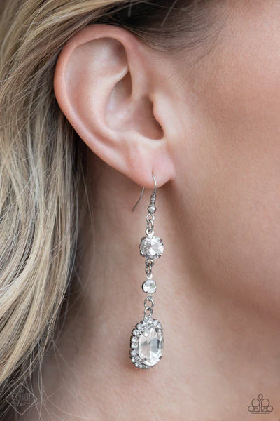 Glass Slipper Sparkle ~ White Earrings