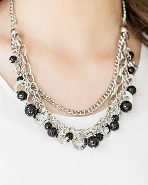 Hoppin Hearts ~ Black Necklace