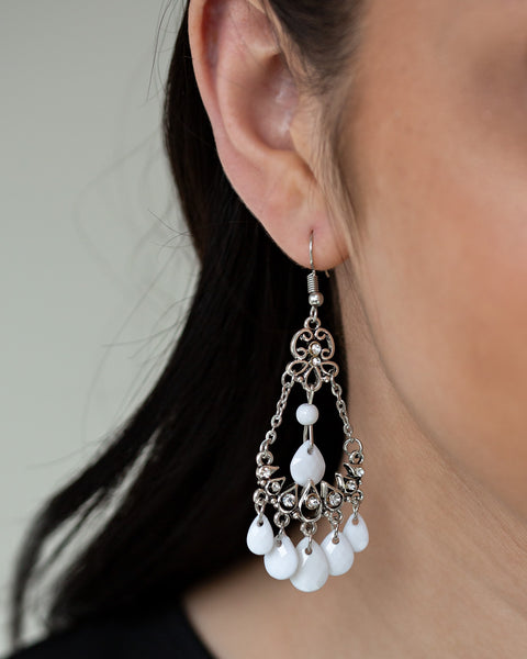 Malibu Sunset ~ White Earrings