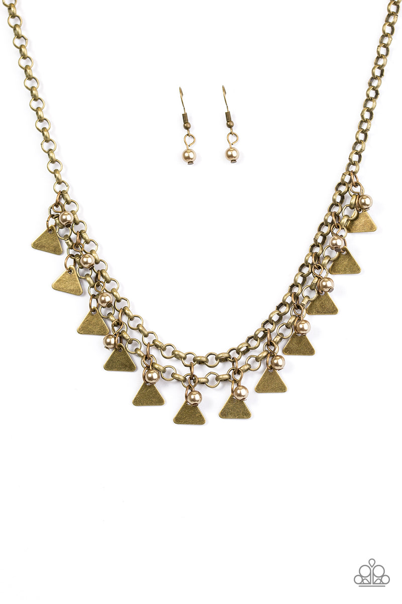 Pretty In Pyramids ~ Brass Necklace