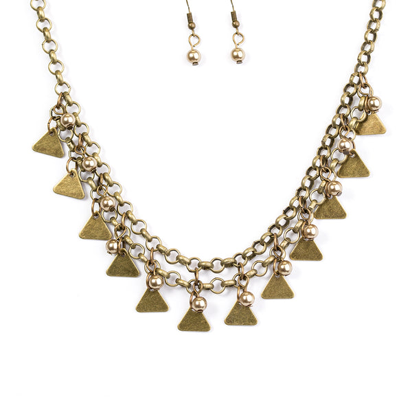 Pretty In Pyramids ~ Brass Necklace