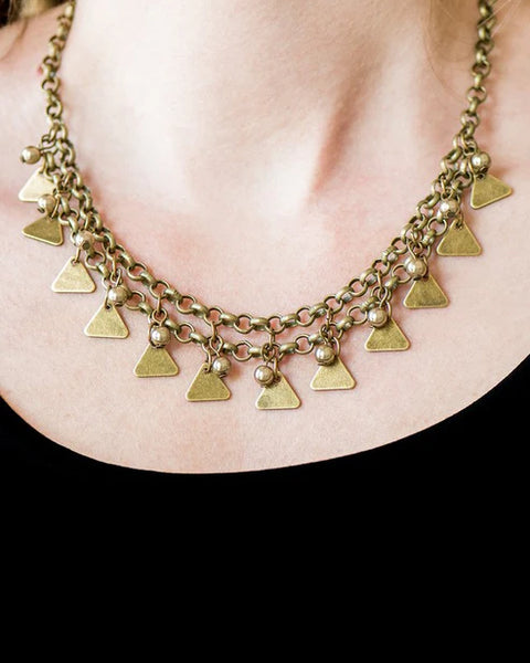 Pretty In Pyramids ~ Brass Necklace