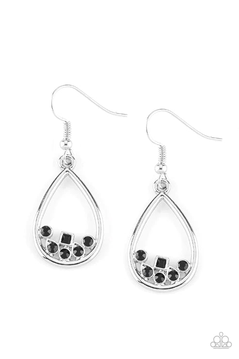 Raindrop Radiance ~ Black Earrings