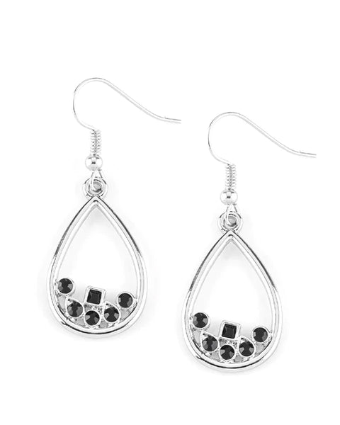 Raindrop Radiance ~ Black Earrings