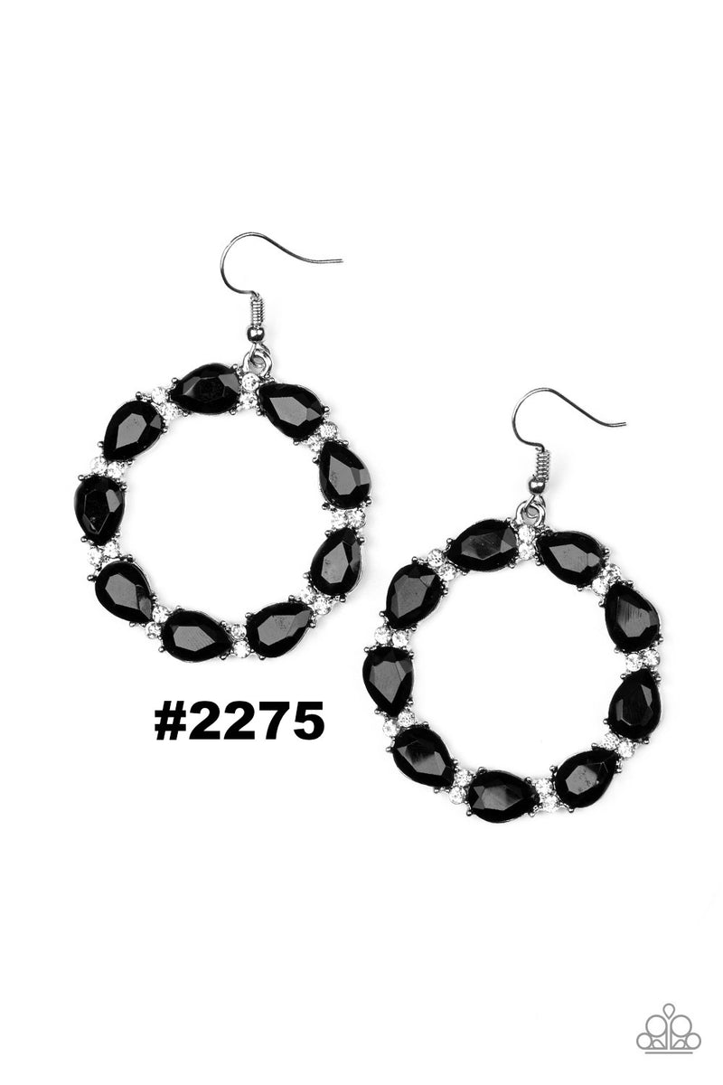 Ring Around The Rhinestones ~ Black Earrings