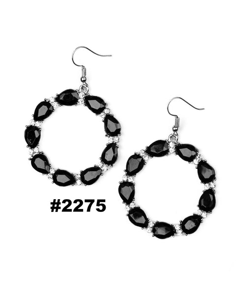 Ring Around The Rhinestones ~ Black Earrings