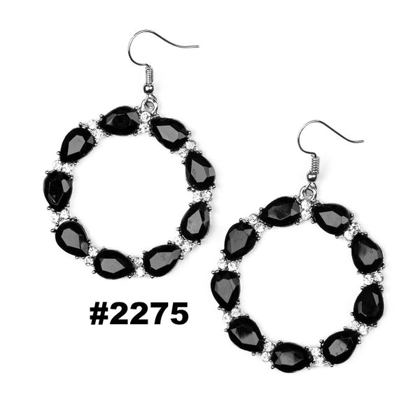 Ring Around The Rhinestones ~ Black Earrings