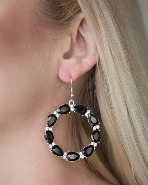 Ring Around The Rhinestones ~ Black Earrings