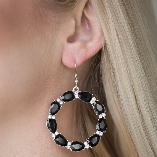 Ring Around The Rhinestones ~ Black Earrings