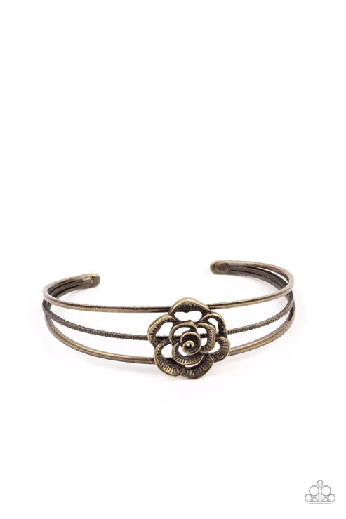 Rosy Repose ~ Brass Bracelet