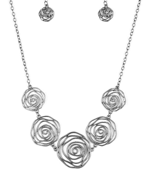 Rosy Rosette ~ Black Necklace