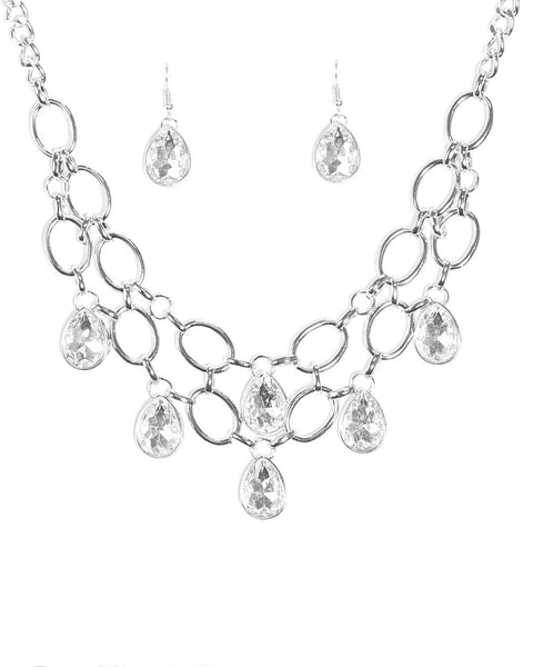 Show-stopping Shimmer ~ White Necklace