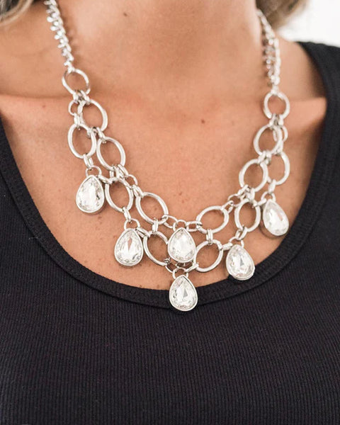 Show-stopping Shimmer ~ White Necklace