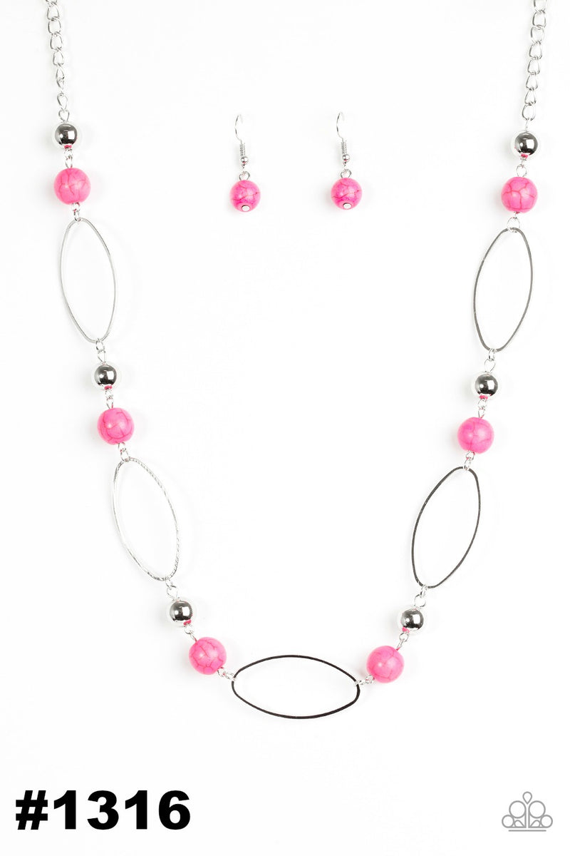 Simple Stonework ~ Pink Necklace