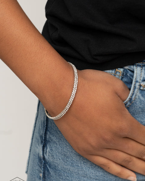 Sleek Sparkle ~ White Coil Bracelet