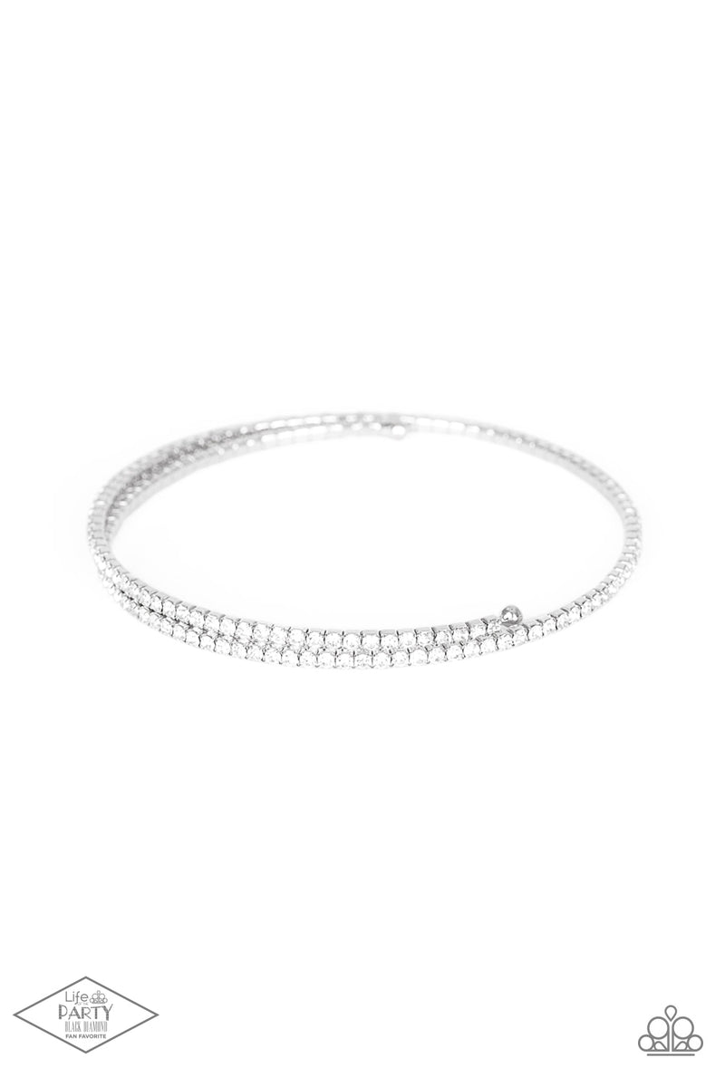 Sleek Sparkle ~ White Coil Bracelet