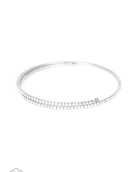 Sleek Sparkle ~ White Coil Bracelet