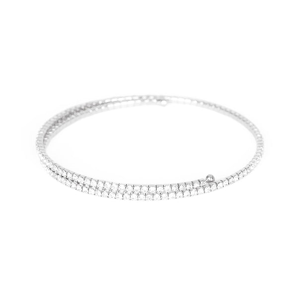 Sleek Sparkle ~ White Coil Bracelet