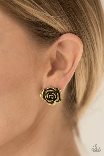 So BLOOMantic! ~ Brass Earrings