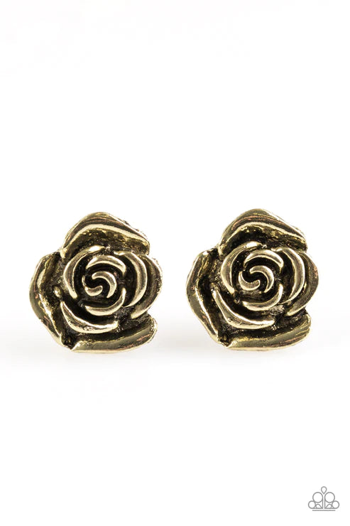 So BLOOMantic! ~ Brass Earrings