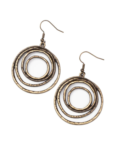 Spiraling Out Of Control ~ Brass Earrings