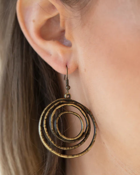 Spiraling Out Of Control ~ Brass Earrings