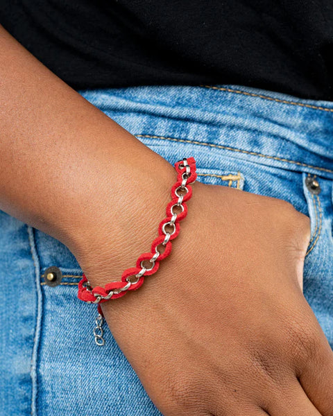 SUEDE Side To Side ~ Red Bracelet