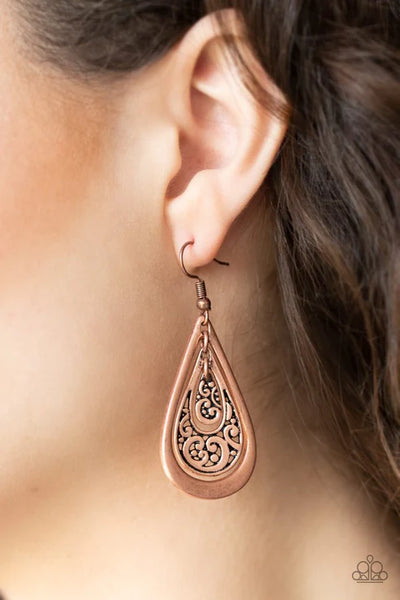 Teardrop Tourist ~ Copper Earrings