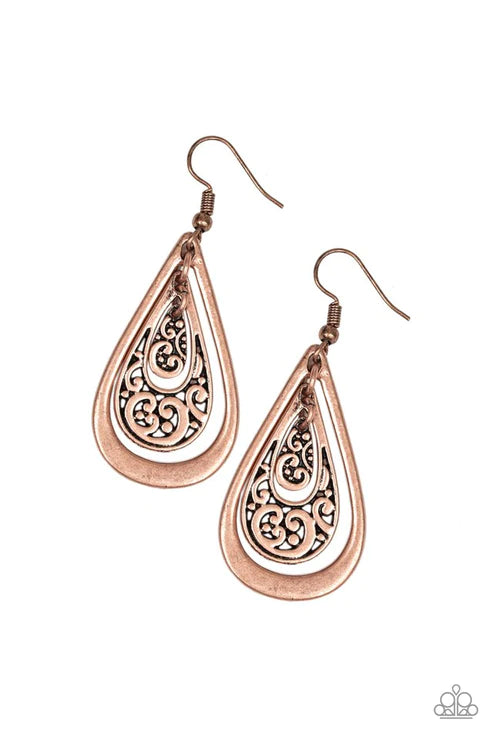 Teardrop Tourist ~ Copper Earrings